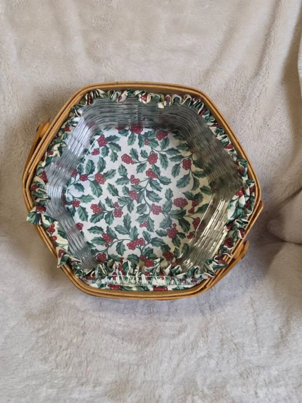 Vintage Longaberger 1997 Christmas Collection Snowflake Basket Fabric And Liner